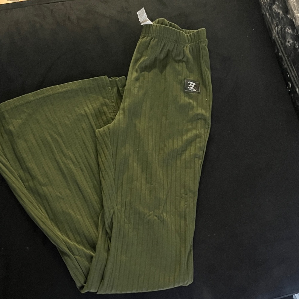 Olive Green Bell Bottom Fashion Pants
